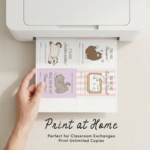 Load image into Gallery viewer, Cat Valentine's Day Cards for Kids, Printable Classroom Gift Exchange Card, Digital Download 0803
