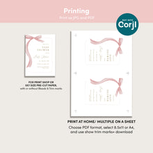 Load image into Gallery viewer, Pink Bow Baby Shower Invite Template Bundle (Digital Download) 2031
