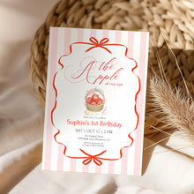 Load image into Gallery viewer, 0317 pink red apple birthday invitation
