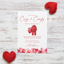 Load image into Gallery viewer, 0801 Cozy & Compy Galentines Pajamas Party Invite, Valentines Girls Night Out, Digital Download, Editable Template