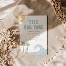Load image into Gallery viewer, The Big One Beach Birthday Invitation Editable Coastal Surf 1st Bday Invite Summer Boy Template 0338