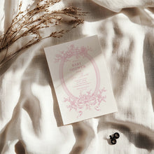 Load image into Gallery viewer, Corjl editable pink tolie de jouy baby shower invitation template 2015