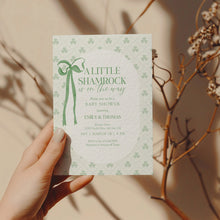 Load image into Gallery viewer, 0804 Green A Little Shamrock Is on the Way: St. Patrick's Baby Shower Invitation, Digital Download