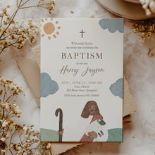 Load image into Gallery viewer, Jesus Shepherd Baptism Invitation Template, Watercolor Christian Boy Baptism Invite 0502