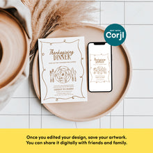 Load image into Gallery viewer, 2034 Whimsical Thanksgiving Friend Dinner Invite Template, Digital Download, Holiday invitation