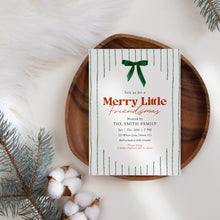 Load image into Gallery viewer, 2033 Green Bow Merry Little Friendsmas Party Invite, Editable Christmas Holiday Template, Digital Download