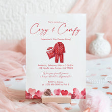 Load image into Gallery viewer, 0801 Cozy & Compy Galentines Pajamas Party Invite, Valentines Girls Night Out, Digital Download, Editable Template