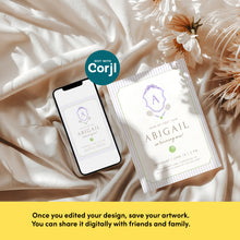 Load image into Gallery viewer, 0312 purple tennis monogram birthday invitation template