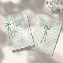 Load image into Gallery viewer, 0804 Green A Little Shamrock Is on the Way: St. Patrick's Baby Shower Invitation, Digital Download