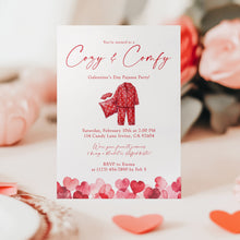 Load image into Gallery viewer, 0801 Cozy & Compy Galentines Pajamas Party Invite, Valentines Girls Night Out, Digital Download, Editable Template
