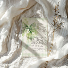 Load image into Gallery viewer, 0318 green plaid bow birthday invitation