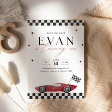 Load image into Gallery viewer, Race Car 1st Birthday Invitation Fast One Is Turning One 0330