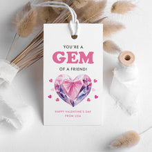 Load image into Gallery viewer, 08012 Pink Valentine Gift Tag for Kids, You’re a Gem, School Friend Favor, Digital Download