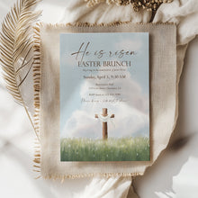 Load image into Gallery viewer, He Is Risen Easter Brunch Invitation, Christian Church Potluck, Resurrection Sunday Gathering 0805
