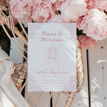 Load image into Gallery viewer, Mother’s Day Brunch Invitation Pink Hand Drawn Moms and Mimosas Editable Template 0806