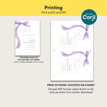 Load image into Gallery viewer, Purple bow Eight & Elegant 8th Birthday Invitation, Editable template, Digital Download 0324