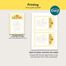 Load image into Gallery viewer, Yellow Sunflower Birthday Invitation Watercolor Gingham Baby Summer Template 0340