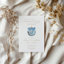 Load image into Gallery viewer, 0319 Blue Ornament 1st Birthday Invitation, Blue Bauble Christmas Holiday First Birthday Party Invite