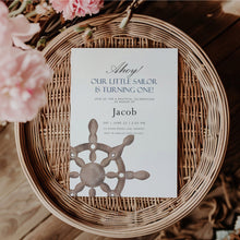 Load image into Gallery viewer, 0307 ship wheel birthday invitation