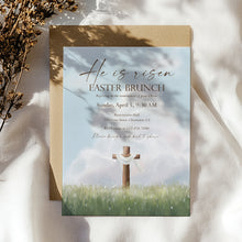 Load image into Gallery viewer, He Is Risen Easter Brunch Invitation, Christian Church Potluck, Resurrection Sunday Gathering 0805