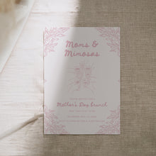 Load image into Gallery viewer, Mother’s Day Brunch Invitation Pink Hand Drawn Moms and Mimosas Editable Template 0806