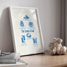 Load image into Gallery viewer, Blue Western Cowboy the armor of God art print