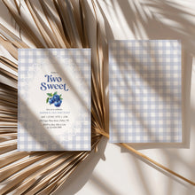 Load image into Gallery viewer, 0326 Blueberry Two Sweet Girl 2nd Birthday Invite, Editable Template, Gingham, Digital Download