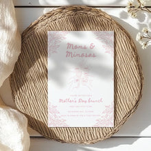 Load image into Gallery viewer, Mother’s Day Brunch Invitation Pink Hand Drawn Moms and Mimosas Editable Template 0806