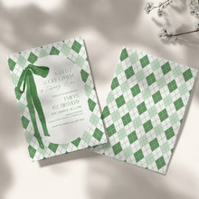 Load image into Gallery viewer, 0804 Shamrock Lucky Charm Green Bow St. Patrick's 1st birthday Invitation, Digital Download