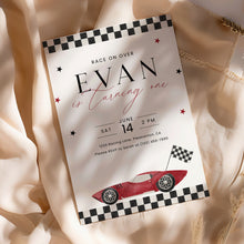 Load image into Gallery viewer, Race Car 1st Birthday Invitation Fast One Is Turning One 0330
