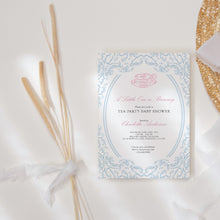 Load image into Gallery viewer, Corjl editable Toile de Jouy tea party invitation 2014