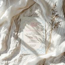 Load image into Gallery viewer, Corjl editable Toile de Jouy tea party invitation 2014