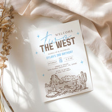 Load image into Gallery viewer, Welcome two the Wild West Birthday Invitation Cowboy Vintage Rodeo Editable Template 0336