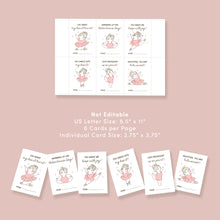 Load image into Gallery viewer, Pink Ballerina Valentine Cards for Kids | Printable Classroom Party Cards | Instant Download 0803