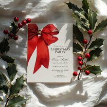 Load image into Gallery viewer, 2033 Red Bow Christmas Party Invite, Editable Holiday Gathering Template, Coquette, Digital Download