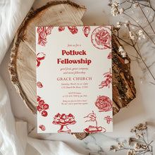 Load image into Gallery viewer, Potluck Fellowship Invitation Template Church Meal Event Editable Corjl 0807