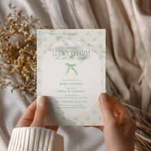 Load image into Gallery viewer, 0804 A Little Lucky Charm Is on the Way Irish St. Patrick's Baby Shower Invitation, Digital Download