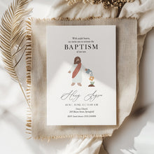 Load image into Gallery viewer, Jesus Baptism Invitation Template, Minimal Christian Boy Baptism with Watercolor Illustration 0502