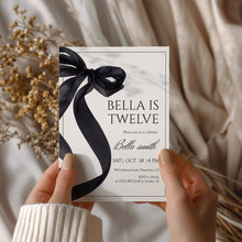 Load image into Gallery viewer, 0318 black bow birthday invitation