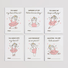 Load image into Gallery viewer, Pink Ballerina Valentine Cards for Kids | Printable Classroom Party Cards | Instant Download 0803