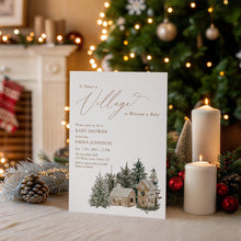 Load image into Gallery viewer, 2033 It takes a Village Winter Wonderland Baby Shower Invite, Christmas Editable template, Digital Download