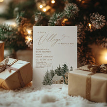 Load image into Gallery viewer, 2033 It takes a Village Winter Wonderland Baby Shower Invite, Christmas Editable template, Digital Download