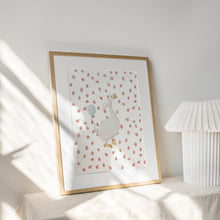 Load image into Gallery viewer, Watercolor whimsical silly goose with strawberry art print 07-276