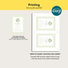 Load image into Gallery viewer, 2019 green pumpkin baby shower invitation template