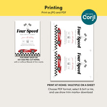 Load image into Gallery viewer, Red Four Speed Race Car 4th Birthday Invitation Editable Template 0330