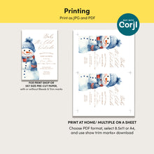 Load image into Gallery viewer, 2024 Baby It’s Cold Outside Baby Shower Invitation, Winter Snowman Baby Shower Invite, Editable Template