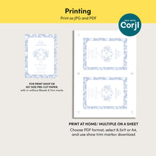 Load image into Gallery viewer, Corjl editable blue floral monogram baby shower invitation 2015