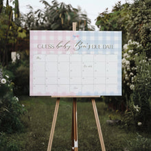 Load image into Gallery viewer, Blue or pink gender reveal baby shower arrival due date calendar template 2014