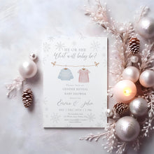Load image into Gallery viewer, 2029 Winter Gender Reveal Invitation: Sweater Theme (Editable, Printable)