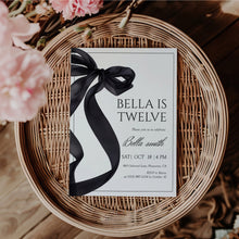 Load image into Gallery viewer, 0318 black bow birthday invitation